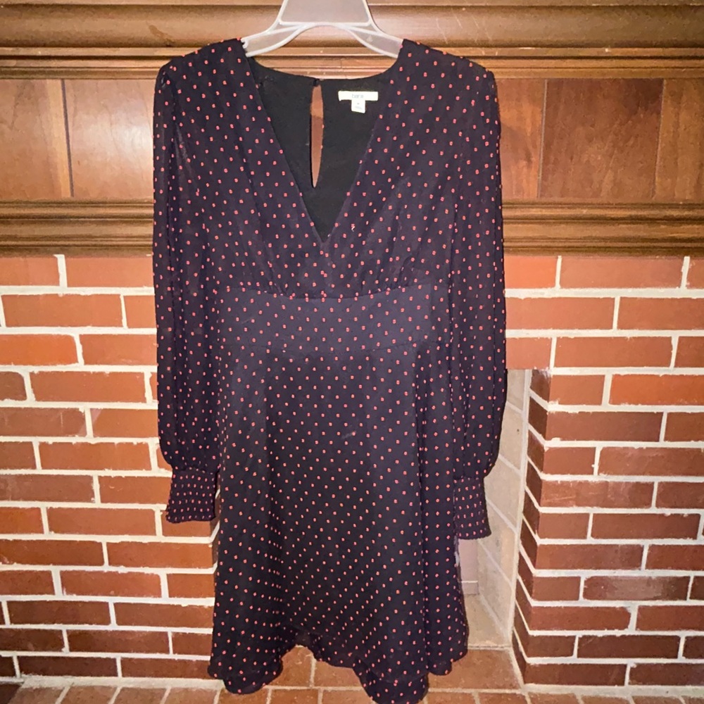 Elegant Black and Red Polka Dot Dress